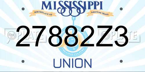 27882Z3 Mississippi License Plate
