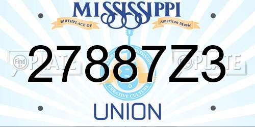 27887Z3 Mississippi License Plate