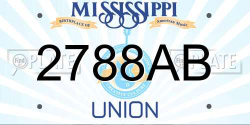 2788AB Mississippi License Plate