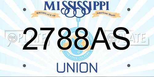2788AS Mississippi License Plate