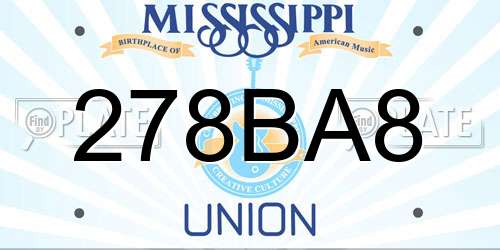 278BA8 Mississippi License Plate