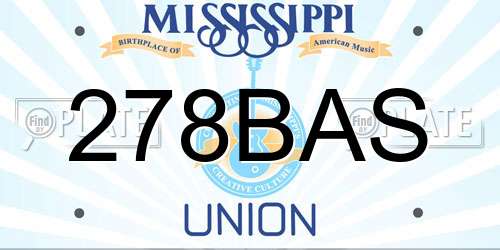 278BAS Mississippi License Plate