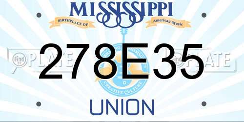 278E35 Mississippi License Plate