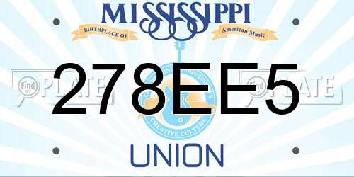 278EE5 Mississippi License Plate