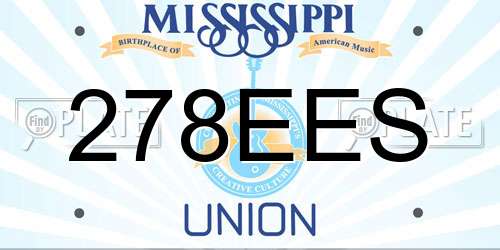 278EES Mississippi License Plate