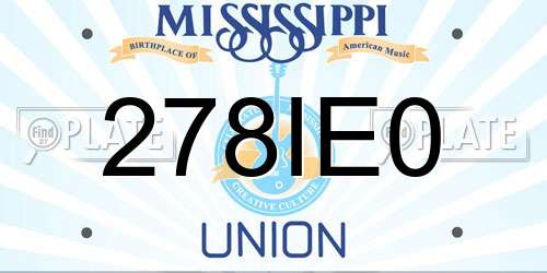 278IE0 Mississippi License Plate