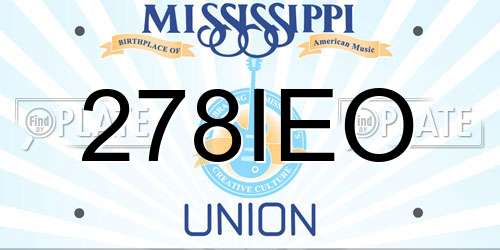 278IEO Mississippi License Plate