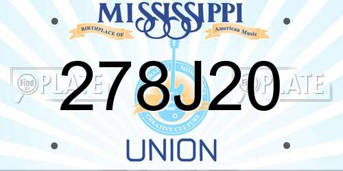 278J20 Mississippi License Plate