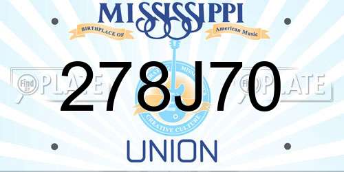 278J70 Mississippi License Plate