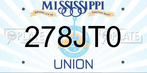 278JT0 Mississippi License Plate