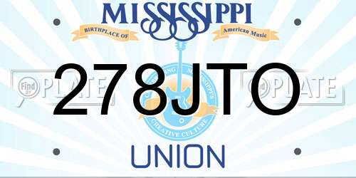278JTO Mississippi License Plate