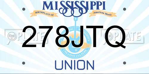 278JTQ Mississippi License Plate