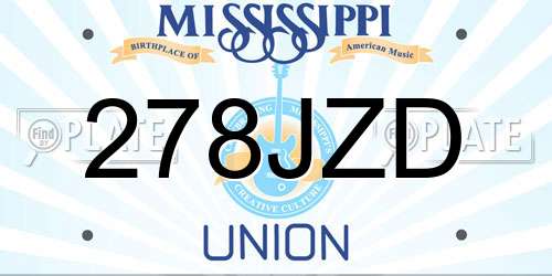 278JZD Mississippi License Plate