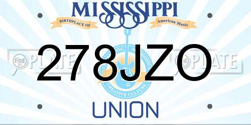 278JZO Mississippi License Plate