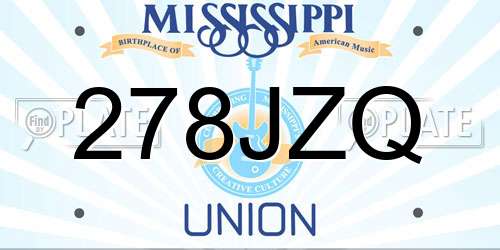 278JZQ Mississippi License Plate