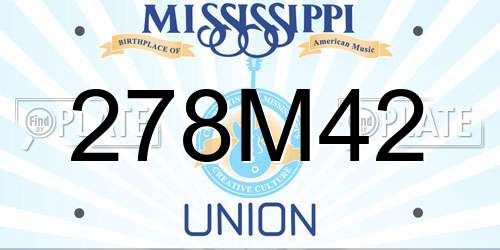 278M42 Mississippi License Plate
