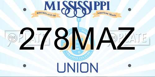 278MAZ Mississippi License Plate
