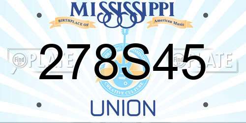 278S45 Mississippi License Plate