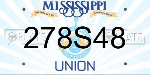 278S48 Mississippi License Plate