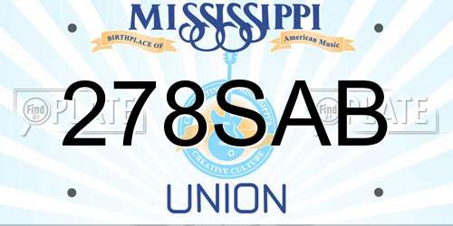 278SAB Mississippi License Plate