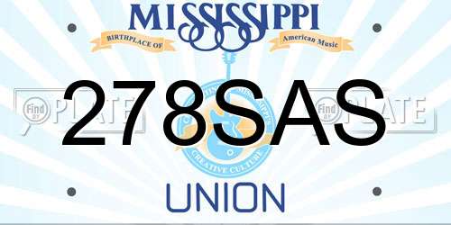 278SAS Mississippi License Plate