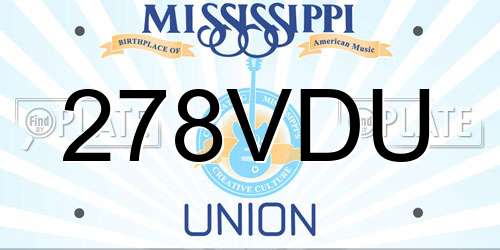 278VDU Mississippi License Plate