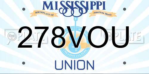 278VOU Mississippi License Plate