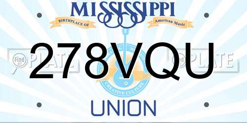 278VQU Mississippi License Plate