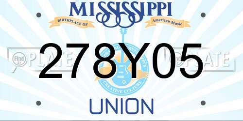 278Y05 Mississippi License Plate