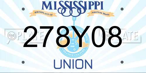 278Y08 Mississippi License Plate