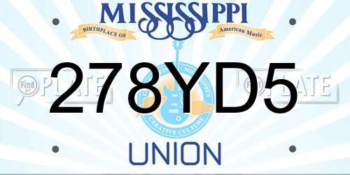 278YD5 Mississippi License Plate