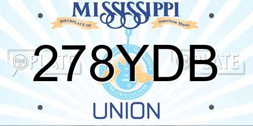 278YDB Mississippi License Plate