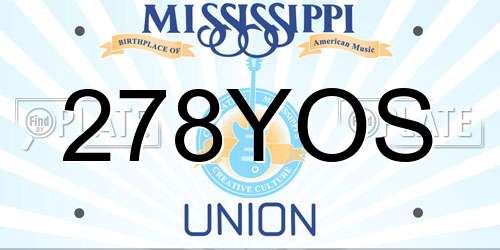 278YOS Mississippi License Plate