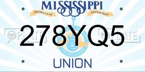278YQ5 Mississippi License Plate