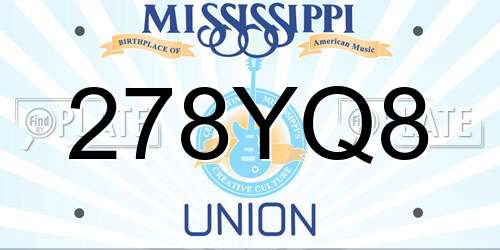 278YQ8 Mississippi License Plate