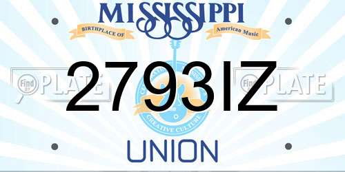 2793IZ Mississippi License Plate