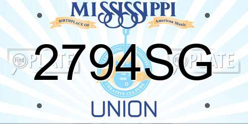2794SG Mississippi License Plate