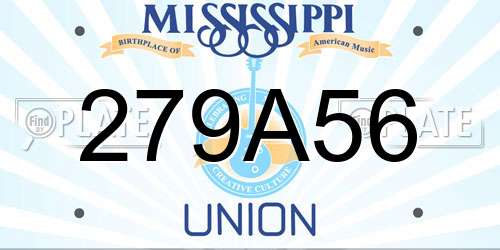 279A56 Mississippi License Plate