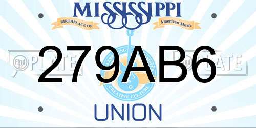 279AB6 Mississippi License Plate
