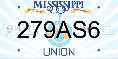279AS6 Mississippi License Plate