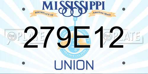 279E12 Mississippi License Plate