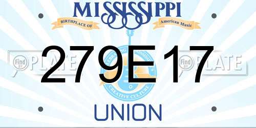 279E17 Mississippi License Plate