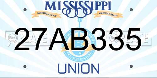 27AB335 Mississippi License Plate