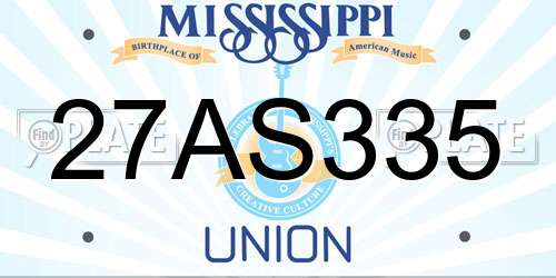 27AS335 Mississippi License Plate