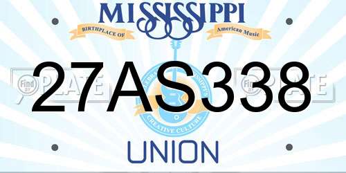 27AS338 Mississippi License Plate