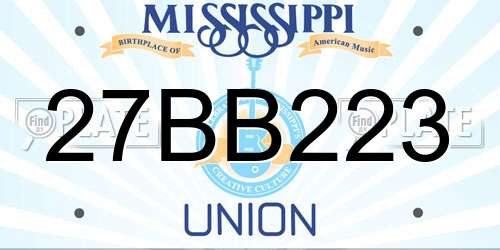 27BB223 Mississippi License Plate