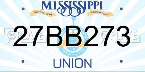 27BB273 Mississippi License Plate