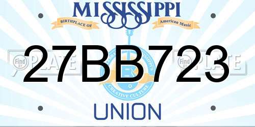 27BB723 Mississippi License Plate