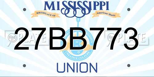 27BB773 Mississippi License Plate