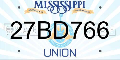 27BD766 Mississippi License Plate